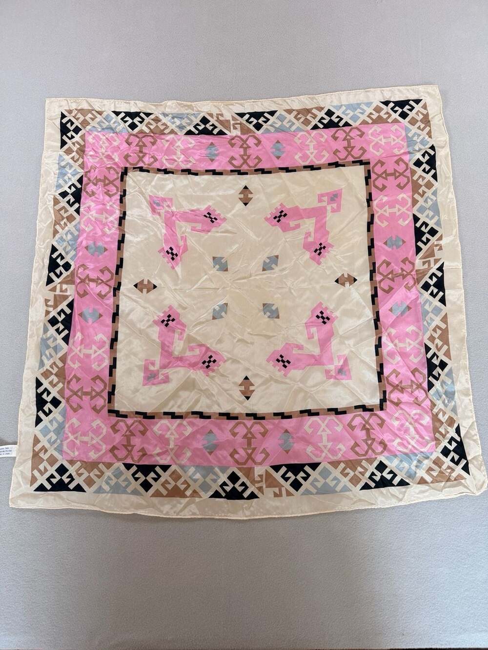 Nordstrom by Echo Vintage 100% Silk Geometric Print Square Scarf Made in Japan